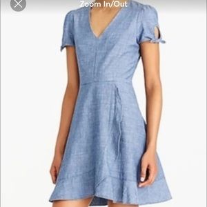 NWT J. Crew Chambray Faux Wrap Dress